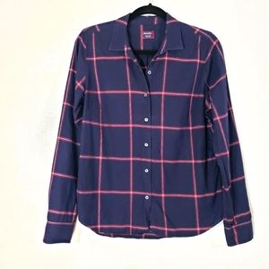 UNTUCKit navy windowpane plaid button down shirt